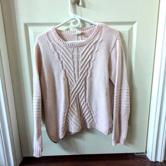 Baby pink ROXY knit crew neck size L - Picture 1 of 5
